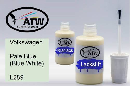 Volkswagen, Pale Blue (Blue White), L289: 20ml Lackstift + 20ml Klarlack - Set, von ATW Autoteile West.